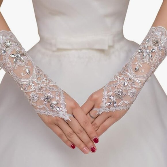 Rhinestone Bridal Gloves